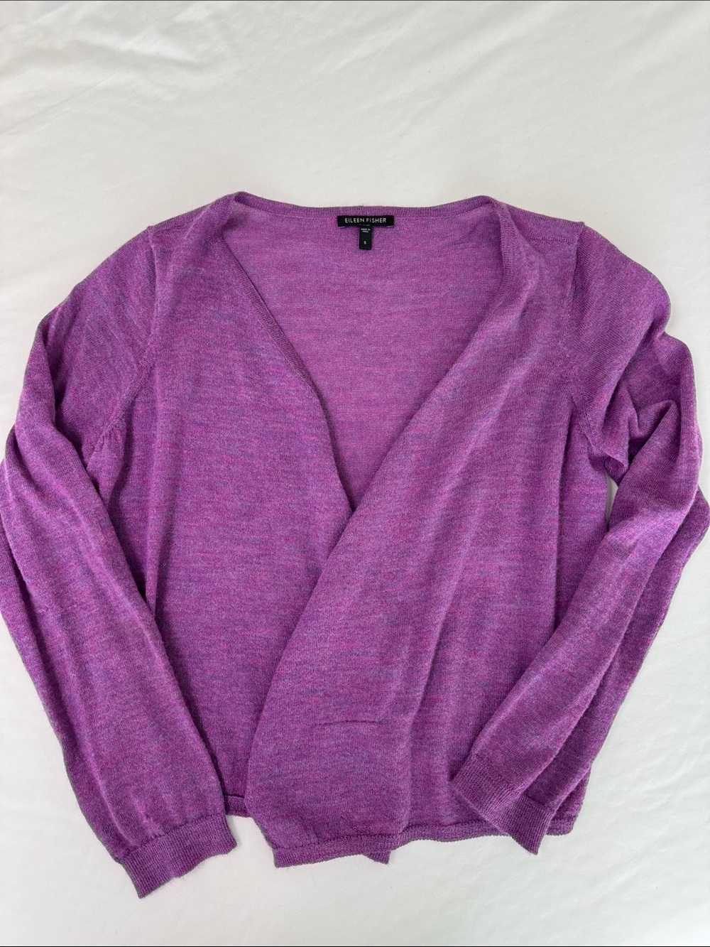 Eileen Fisher Lilac Open-Front Lightweight Cardigan